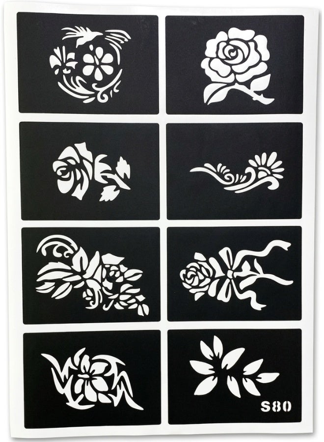 Self-Adhesive Henna Stencil Sheet for Temporary Tattoos – Floral, Bird & Feminine Designs Body Art Template – Easy to Use Tattoo Stencil Stickers for Hand, Wrist & Ankle – Flexible PVC Leak-Proof Henna Stencil for Jagua, Airbrush & Mehndi – Professional Body Drawing Template S80 - Image 1