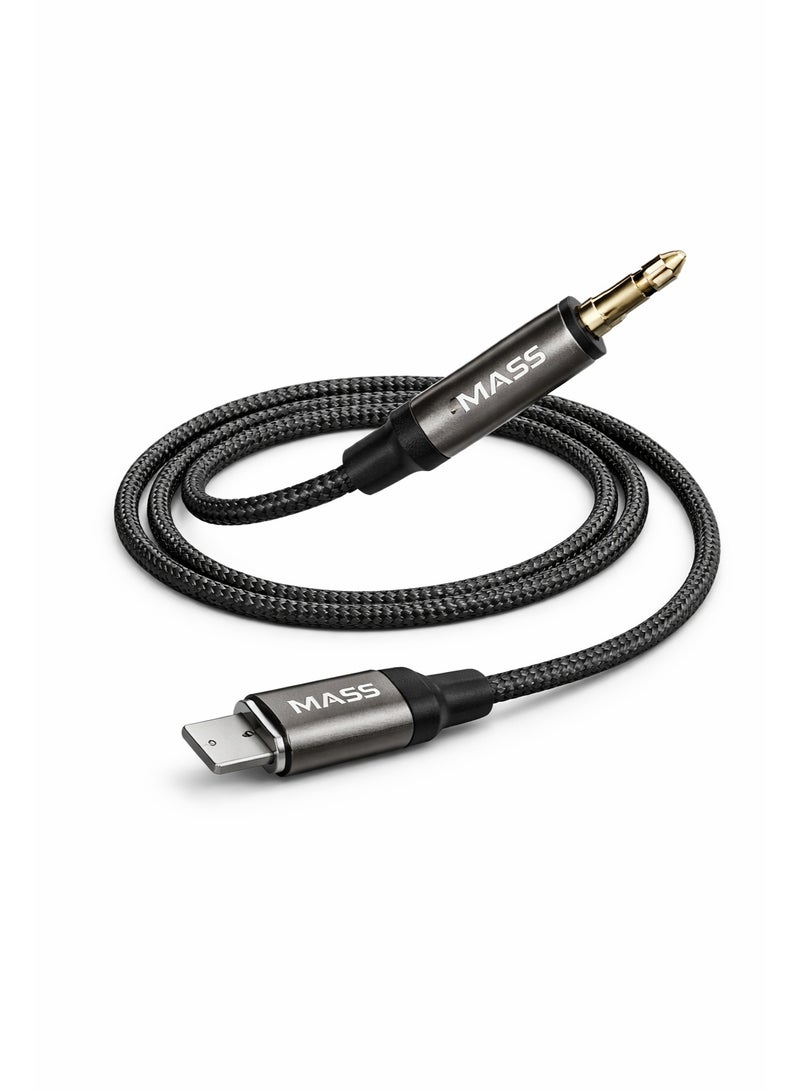 ماس محول USB-C رقمي إلى مقبس سماعة رأس ذكر 3.5 ملم، محول دونجل صوتي ذكر، هاي فاي الموديل: MA-AUX01، متوافق مع مختلف الهواتف الذكية مزود بطبقة حماية من النايلون - أسود - Image 4