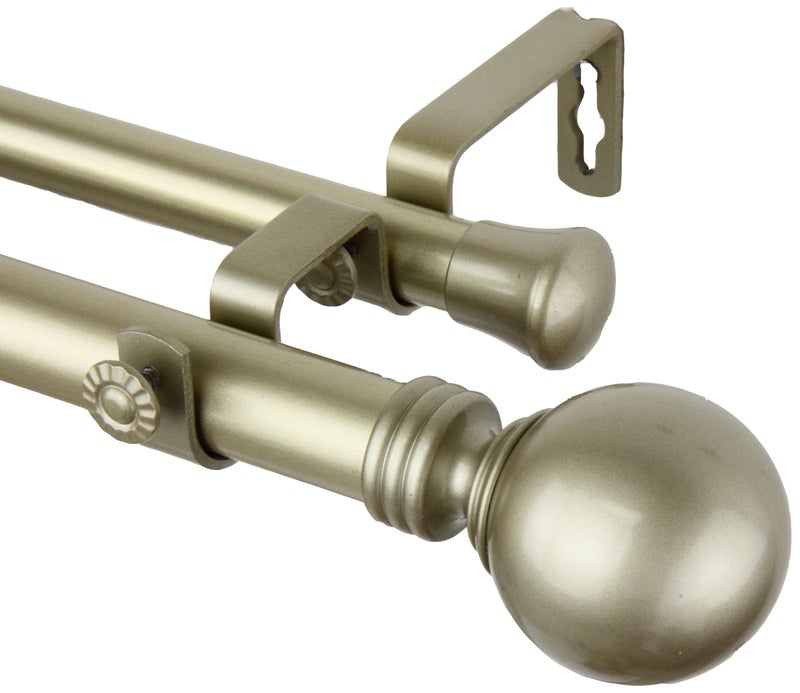 Rod Desyne Rod Desyne 10001663D 1 Globe Double Curtain Rod 66120 inch Light Gold 
