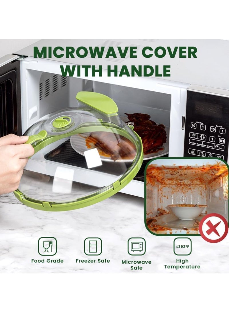 SYOSI Microwave Cover for Food, Clear Microwave Splatter Cover with Handle and Water Storage Box, 10 Inch Plate Covers, Kitchen Gadgets and Accessories, House Essentials for New Home Gifts  - Image 2
