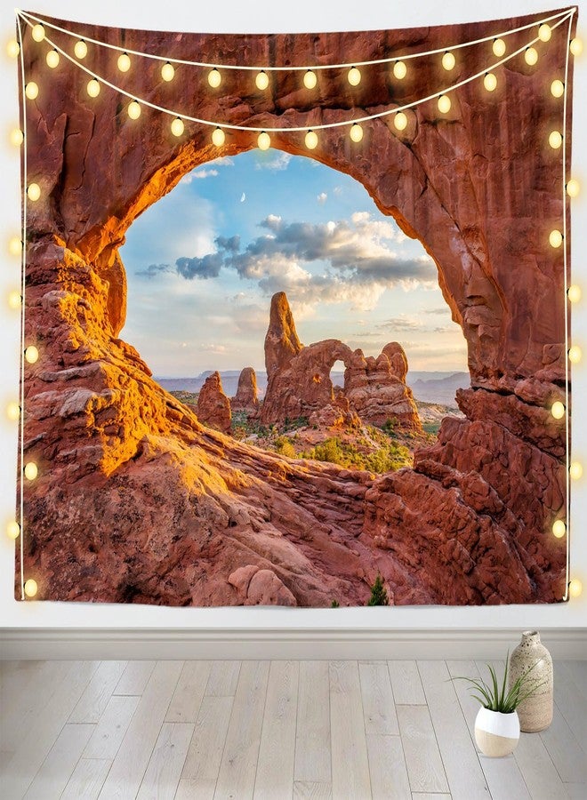 Loccor Arches National Park Tapestry 92''x70'' Turret Arch Through The North Window Utah Wall Tapestry American Western Scenery Wall Hangings for Home Bedroom Living Room Decorations - Image 1