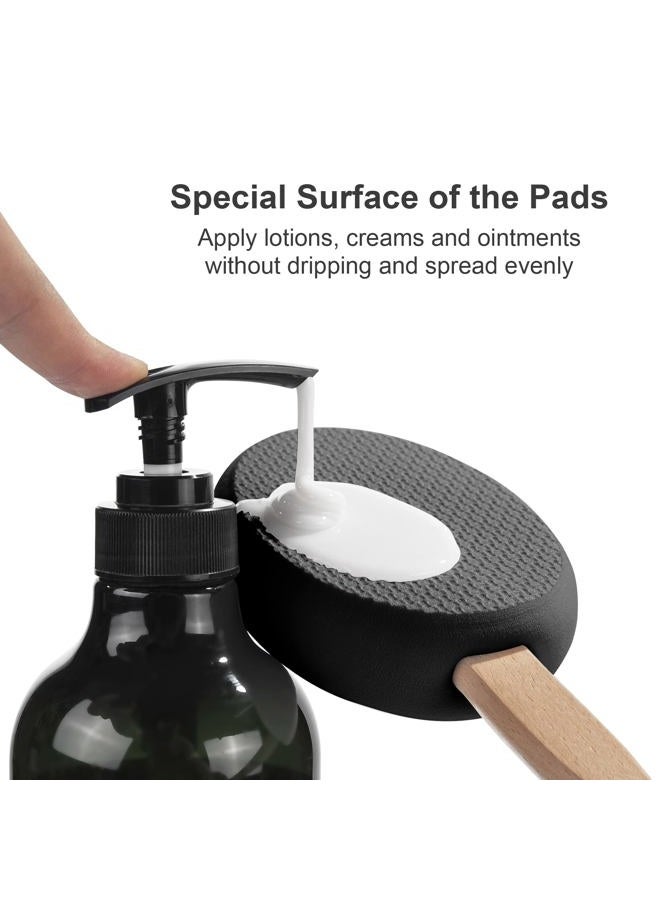 AmazerBath Lotion Applicator for Back, Feet, 4 Replaceable Pads with 1 Long Handled, Back Sunscreen Applicator for Elderly, Women, Apply Cream Medicine Skin Cream Moisturizer Sunscreen Tanner, Black - Image 3