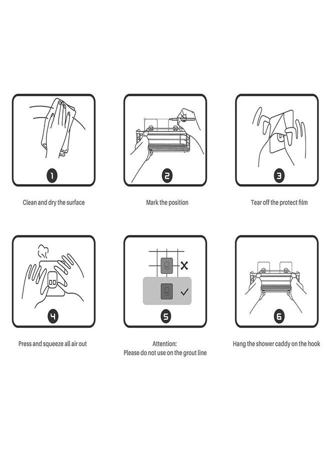 LUXEAR 6 Pack Reusable Adhesive Sticker for Bathroom Kitchen for Shower Caddy Basket Shelf Soap Dish Holder Kitchen Sink Caddy - No glue, Transparent - Image 4
