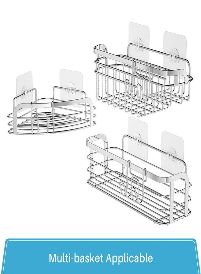 LUXEAR 6 Pack Reusable Adhesive Sticker for Bathroom Kitchen for Shower Caddy Basket Shelf Soap Dish Holder Kitchen Sink Caddy - No glue, Transparent - Image 5