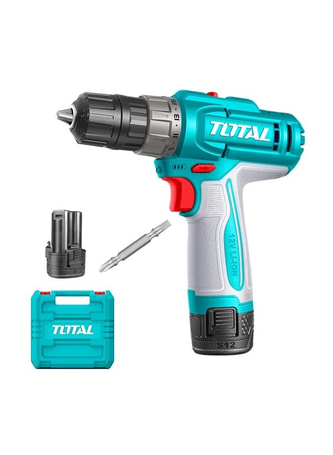TOTAL 12V Cordless Drill with 2×1.5Ah Batteries – 20Nm Torque - Image 1