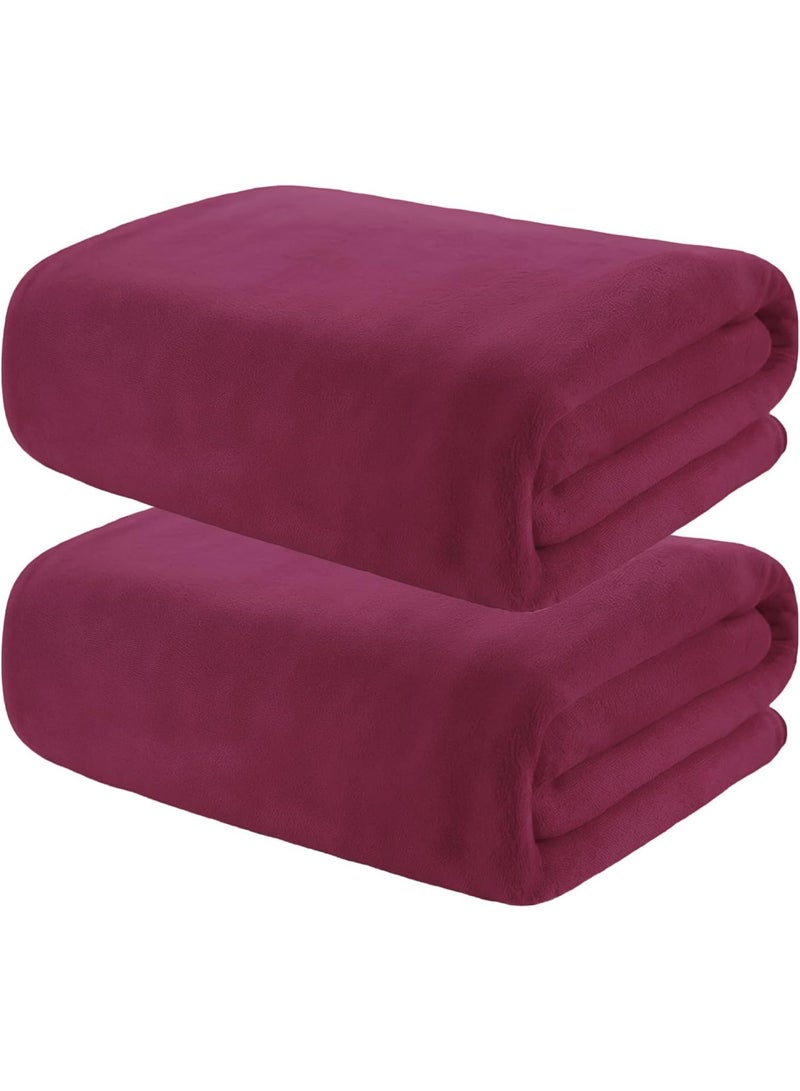 Fabienne 2-Pc Over-Sized Beach Towel 100x200cm Microfiber Extra Large Bath Sheet Pool Towel Yoga Towel Spa Towel Soft, High Absorption and Quick-Drying Wine Red - Image 1