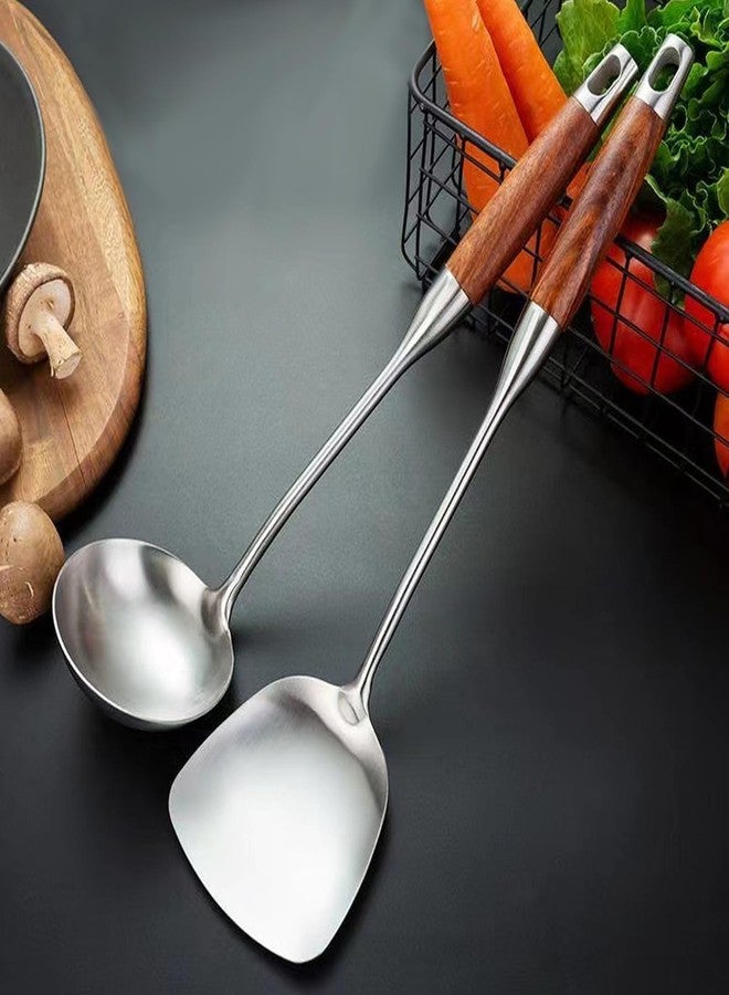 IQCWOOD Chinese Wok Spatula, 15.7’’ Stainless Steel Spatula with Wooden Handle, Ideal Kitchen Gift for Mother and Grandma, Kitchen Utensils Set for Cooking, Frying, Baking - Image 4