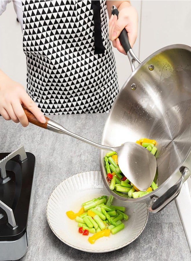 IQCWOOD Chinese Wok Spatula, 15.7’’ Stainless Steel Spatula with Wooden Handle, Ideal Kitchen Gift for Mother and Grandma, Kitchen Utensils Set for Cooking, Frying, Baking - Image 5