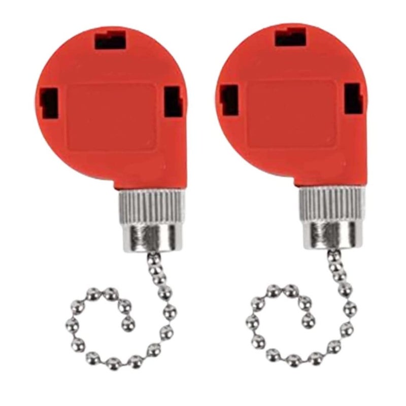 Ceiling Fan Pull Chain Switch 4 Wire 3 Speed Control Red with Silver 2PCS - Image 2