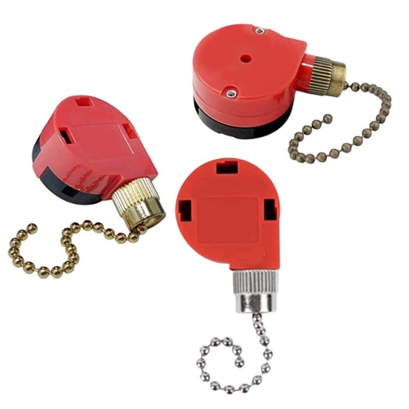 Ceiling Fan Pull Chain Switch 4 Wire 3 Speed Control Red with Silver 2PCS - Image 5