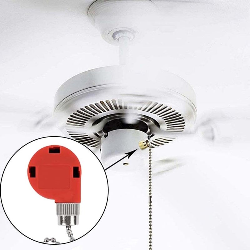 Ceiling Fan Pull Chain Switch 4 Wire 3 Speed Control Red with Silver 2PCS - Image 3