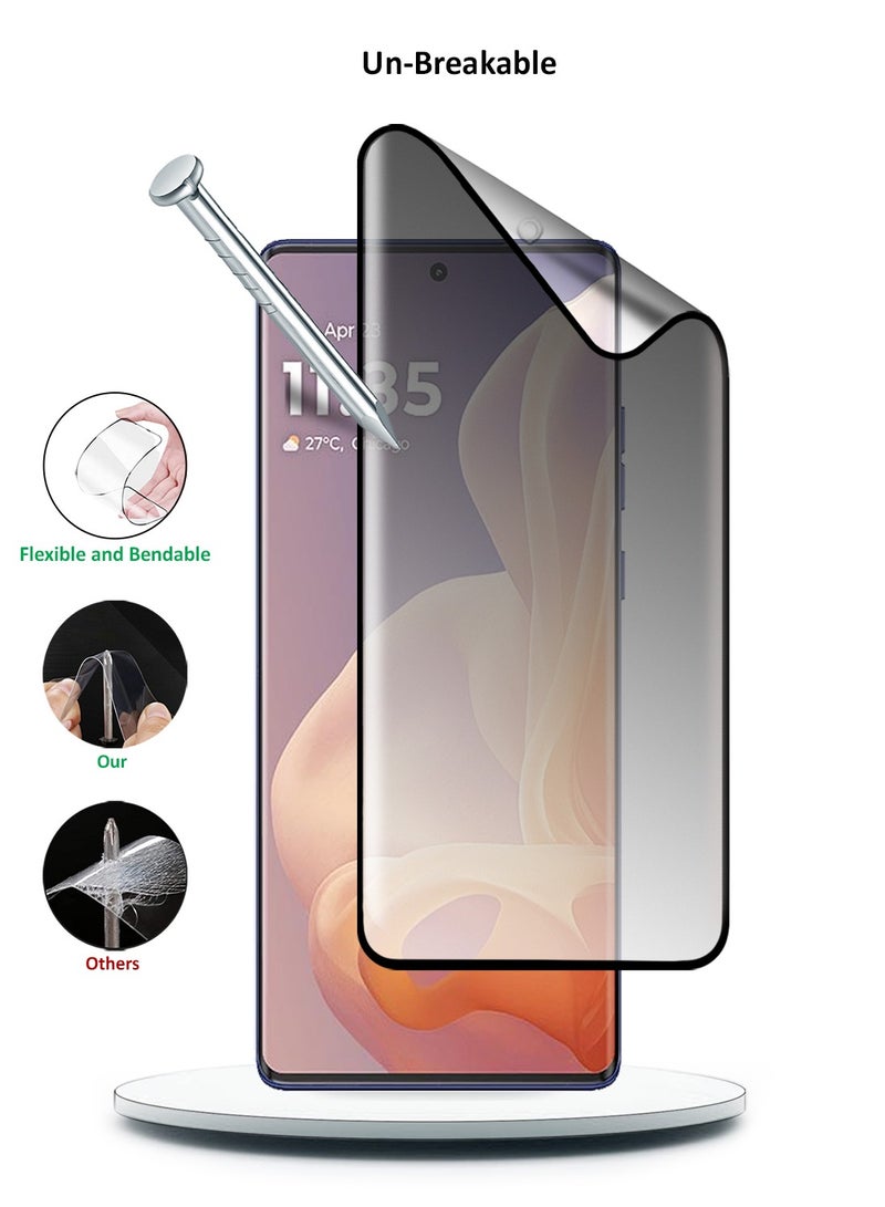 Wtech Motorola Moto G85 / Motorola S50 Neo / Motorola Edge 50 Fusion 5G 2024 Nano Ceramic Privacy Full Glue Full Cover Matte Flexible Screen Protector (MSCNMP) - Clear/Black - Image 3