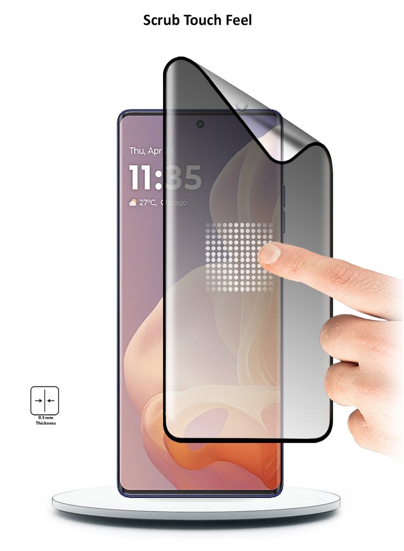 Wtech Motorola Moto G85 / Motorola S50 Neo / Motorola Edge 50 Fusion 5G 2024 Nano Ceramic Privacy Full Glue Full Cover Matte Flexible Screen Protector (MSCNMP) - Clear/Black - Image 2