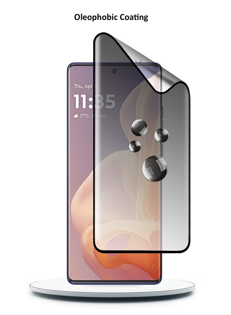 Wtech Motorola Moto G85 / Motorola S50 Neo / Motorola Edge 50 Fusion 5G 2024 Nano Ceramic Privacy Full Glue Full Cover Matte Flexible Screen Protector (MSCNMP) - Clear/Black - Image 4