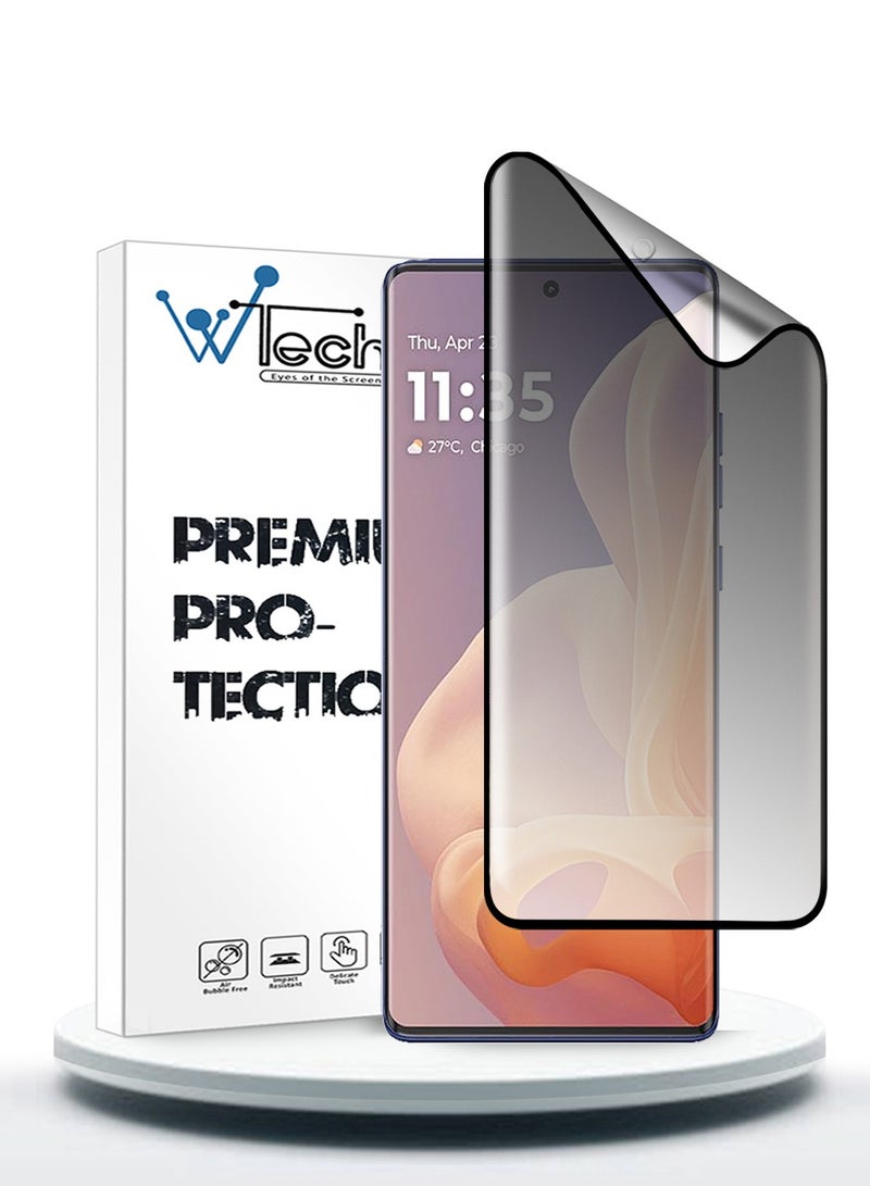 Wtech Motorola Moto G85 / Motorola S50 Neo / Motorola Edge 50 Fusion 5G 2024 Nano Ceramic Privacy Full Glue Full Cover Matte Flexible Screen Protector (MSCNMP) - Clear/Black - Image 1