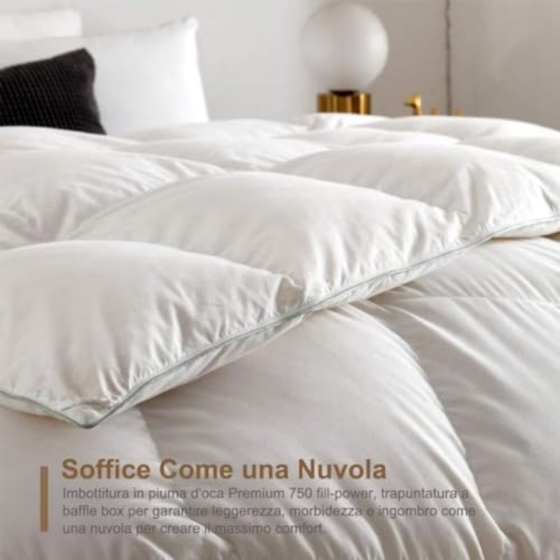 Goose Down Duvet, 135 x 200 cm,,Natural Temperate Feather, 1 Person Warm, Ultra Soft, Machine Washable - Image 5
