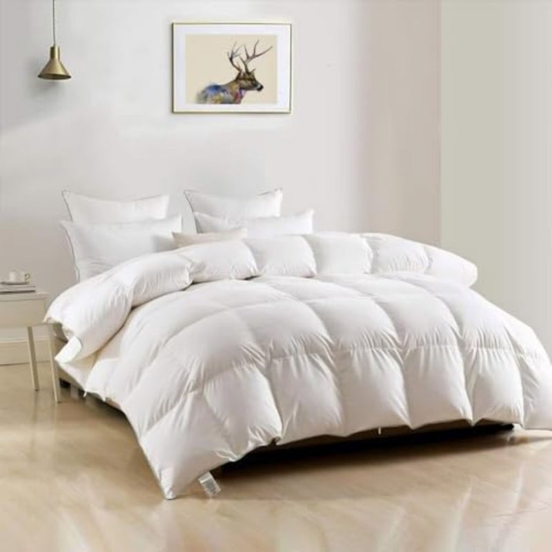 Goose Down Duvet, 135 x 200 cm,,Natural Temperate Feather, 1 Person Warm, Ultra Soft, Machine Washable - Image 2