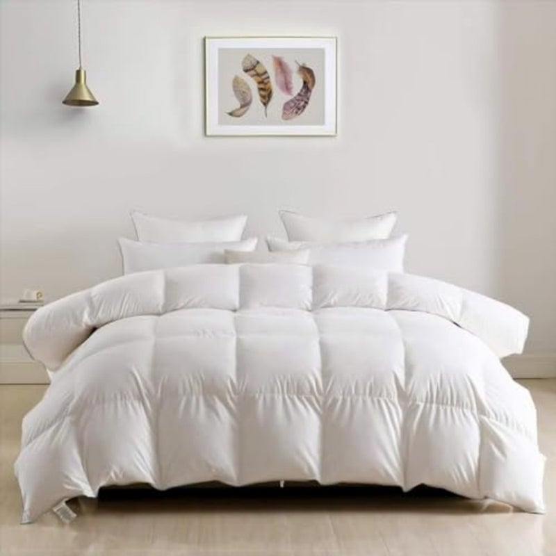 Goose Down Duvet, 135 x 200 cm,,Natural Temperate Feather, 1 Person Warm, Ultra Soft, Machine Washable - Image 1