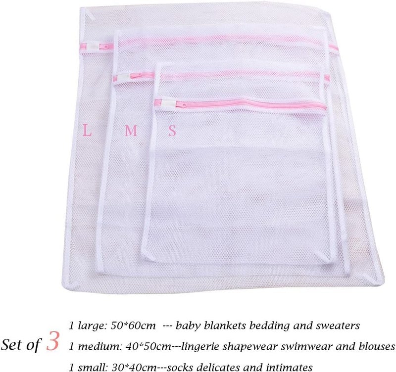 FAB ELLITE Delicates Mesh Laundry Bags | Reusable Washing Machine Wash Bags for Bras, Underwear, Hosiery, Blouses, Jeans & Baby Clothes | Durable Travel Laundry Bags with Zipper Closure (Pack of 3) - Image 3