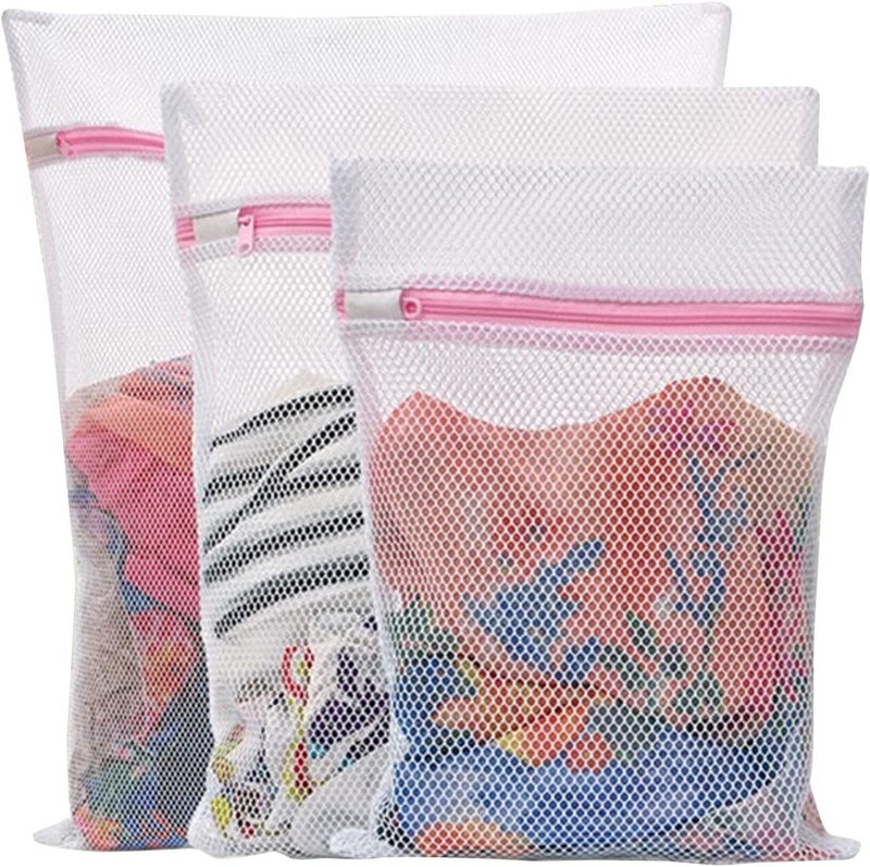 FAB ELLITE Delicates Mesh Laundry Bags | Reusable Washing Machine Wash Bags for Bras, Underwear, Hosiery, Blouses, Jeans & Baby Clothes | Durable Travel Laundry Bags with Zipper Closure (Pack of 3) - Image 2