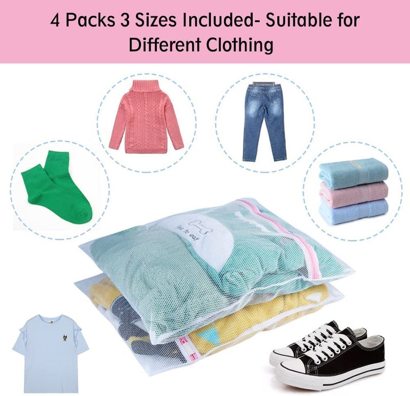 FAB ELLITE Delicates Mesh Laundry Bags | Reusable Washing Machine Wash Bags for Bras, Underwear, Hosiery, Blouses, Jeans & Baby Clothes | Durable Travel Laundry Bags with Zipper Closure (Pack of 3) - Image 5