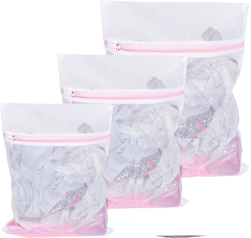 FAB ELLITE Delicates Mesh Laundry Bags | Reusable Washing Machine Wash Bags for Bras, Underwear, Hosiery, Blouses, Jeans & Baby Clothes | Durable Travel Laundry Bags with Zipper Closure (Pack of 3) - Image 1