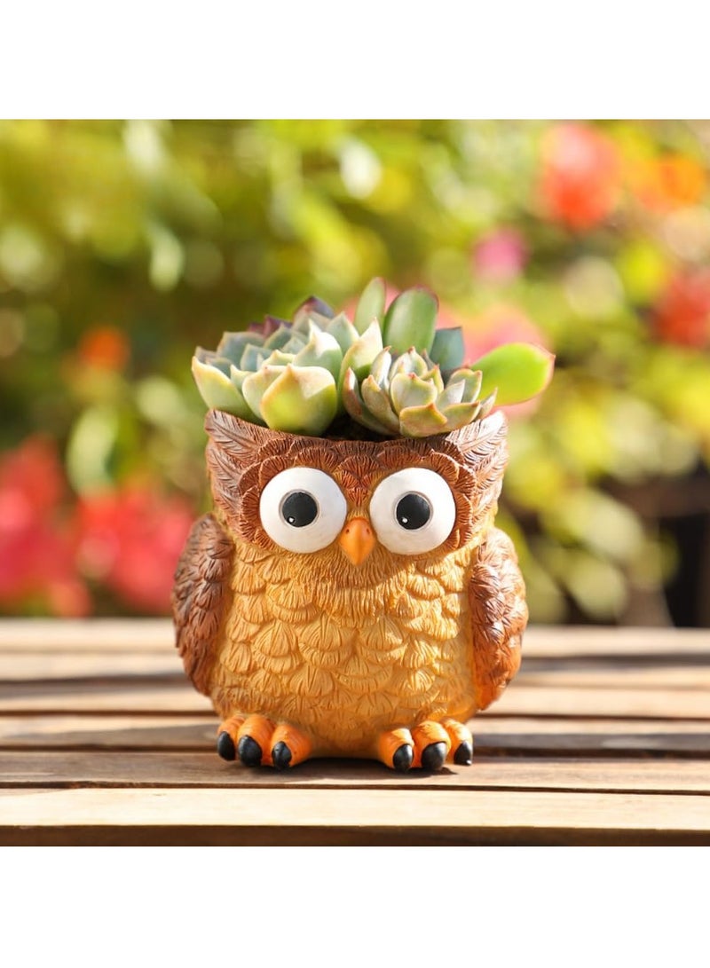 Succulent Plant Pots, Cute Owl Succulent Plant Pots/Plant Pots/Flower Pots/Bonsai Pots, Suitable for Herbs, Succulents, Cactus/Moss Containers, Suitable for Home Decoration DIY Micro Landscape (Tilt Head) - Image 5