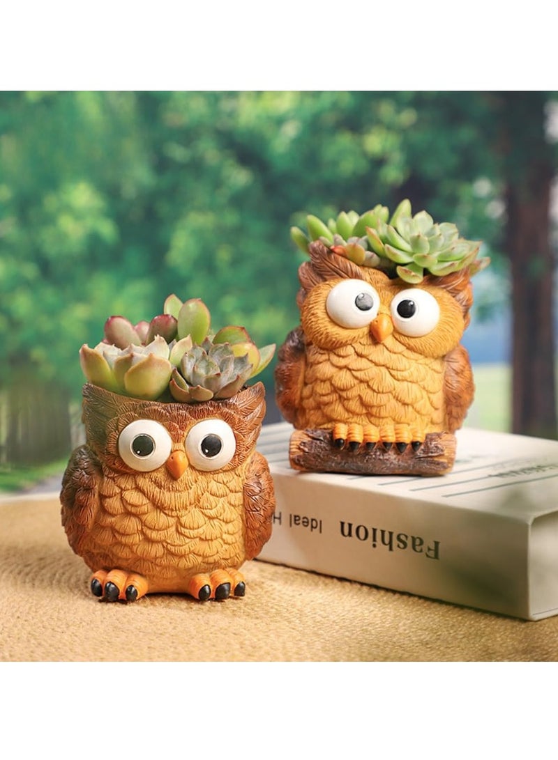 Succulent Plant Pots, Cute Owl Succulent Plant Pots/Plant Pots/Flower Pots/Bonsai Pots, Suitable for Herbs, Succulents, Cactus/Moss Containers, Suitable for Home Decoration DIY Micro Landscape (Tilt Head) - Image 4
