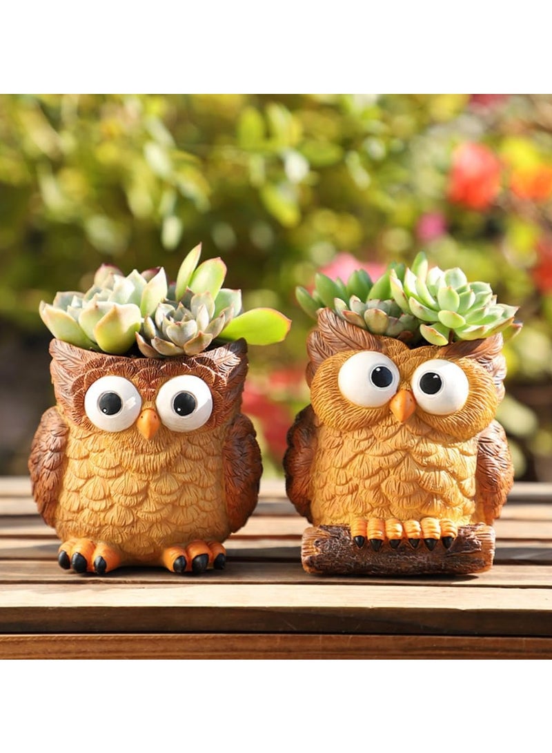 Succulent Plant Pots, Cute Owl Succulent Plant Pots/Plant Pots/Flower Pots/Bonsai Pots, Suitable for Herbs, Succulents, Cactus/Moss Containers, Suitable for Home Decoration DIY Micro Landscape (Tilt Head) - Image 3