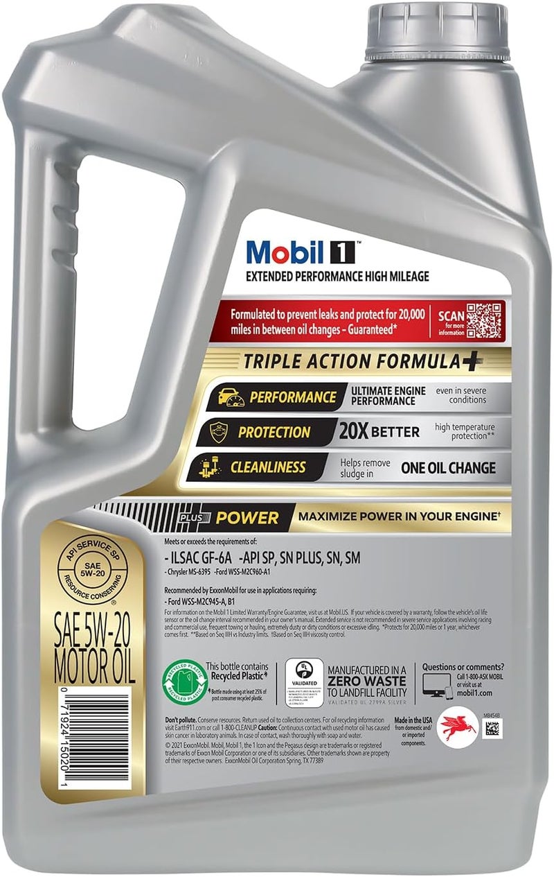 Mobil 1 Extended Performance High Mileage 5W-20 Motor Oil - 5 Quarts - Image 3