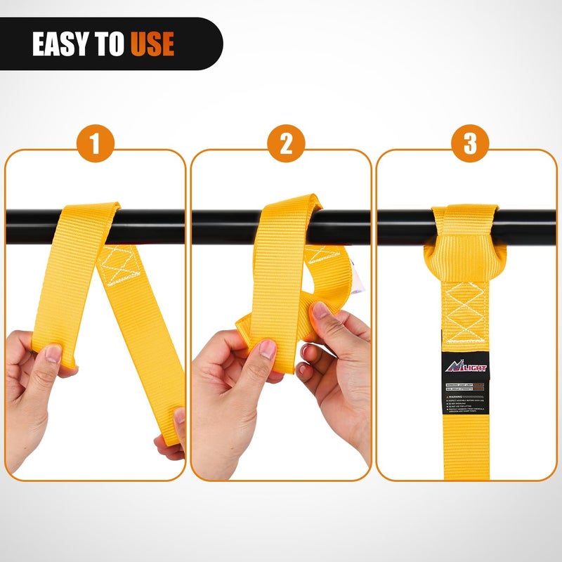 Nilight Soft Loop 1.7”×17’ Motorcycle Tie Down Straps 12000Lbs Max Break Strength Heavy Duty Straps for Securing ATV UTV Kayak Paddle Board Dirt Bike Moving Cargo Lawn & Garden Equipment (8PK-Yellow) - Image 5
