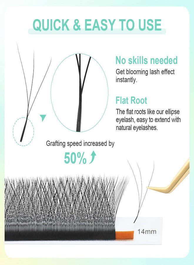 NAGARAKU W Eyelash Extension 3D Volume Premade Fan 0.07mm C curl 14mm from BELLE GAGA Matte Black Cluster Easy Fanning yy Eye Lashes - Image 5