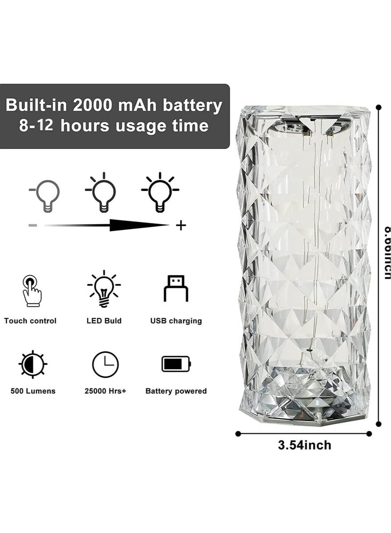 ELTRAZONE Crystal Table Lamp Rose Lamp, 16 Colors Changing, RGB Touch Lamp with Remote Control, USB-C Rechargeable, Romantic Rose Diamond Table Lamps for Living Room Bedroom - Image 3