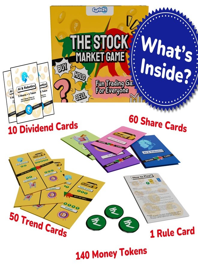Curio21 Stock Market Game – Learn Investing Through Play | Buy Hold Sell Share Trading Strategy Card & Board Game | Fun Finance Activity for Family & Friends | 2–4 Players | Gift for Teens & Adults - Image 3