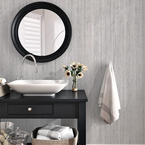 WESTICK Gray Wood Contact Paper for Walls Wallpaper Peel and Stick Countertops Kitchen Waterproof Wood Wallpaper for Living Room Bedroom Cabinets Self Adhesive Herringbone Wall Paper 15.8"x394" - Image 5