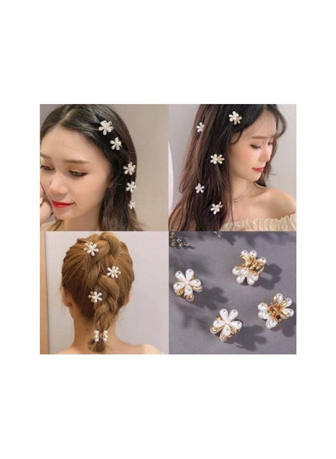 SUN Ring SUNRING Shining Mini Claw Metal Clips Flower Design Small Clutcher Barrettes Hair Accessories for Women and Girls (pack of 4, White) - Image 5