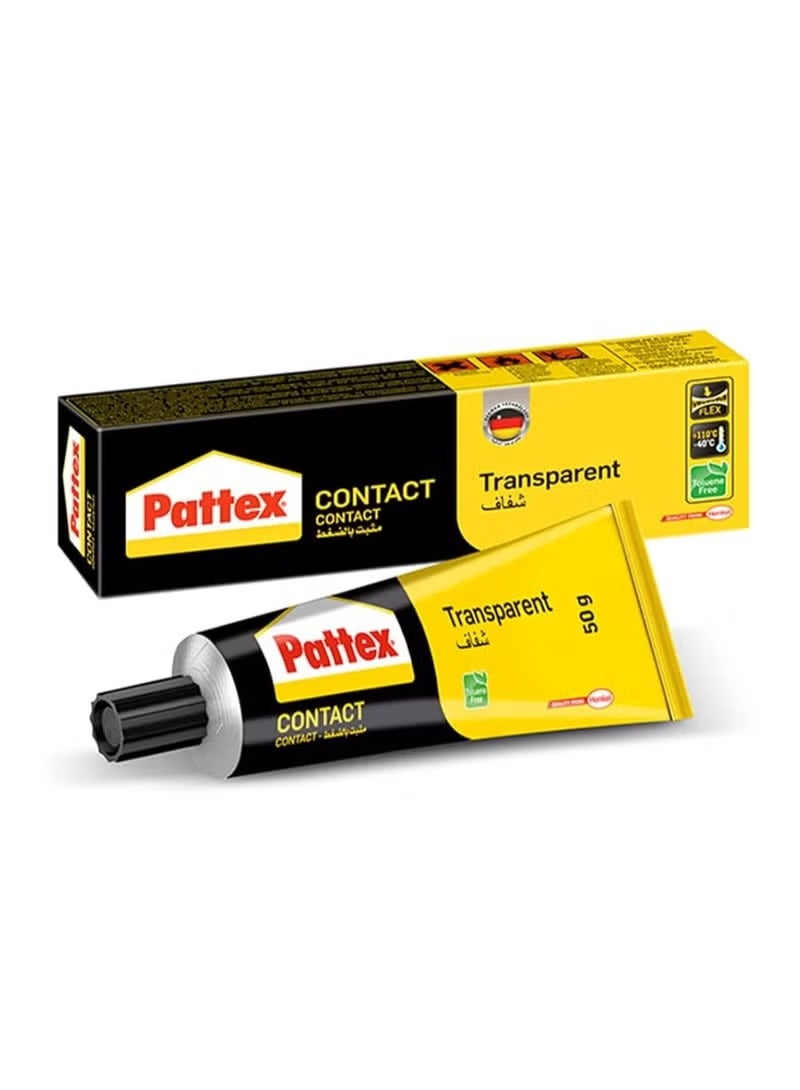 Pattex Contact Transparent Adhesive Ultra Strong - Ideal for Glass, Plastic, and Paper - Water and Heat Resistant - 50ml (1 Pack) - Image 1