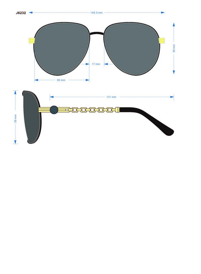 جيسيكا سيمبسون نظارة شمسية نسائية J6232 معدنية بتصميم طيار مع حماية من الأشعة فوق البنفسجية 400 - نظارات شمسية جذابة للنساء، مقاس 60 مم - Image 2