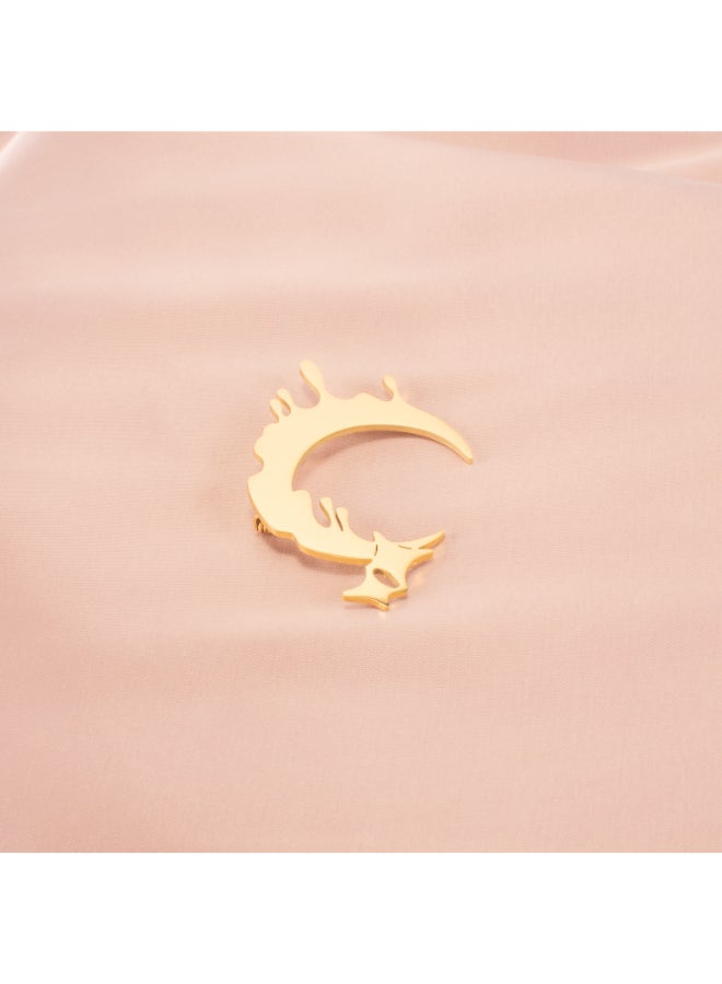بروش أستانليس ستيل ذهبي - هلال  - Image 2