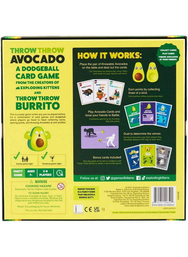 Exploding Kittens LLC Exploding Kittens Presents Throw Avocado A Dodgeball Card Sequel And Expansion Set Family Friendly Card Games For Adults Teens & Kids 2 6 Players Ages 7 And Up 120 Cards  - Image 5