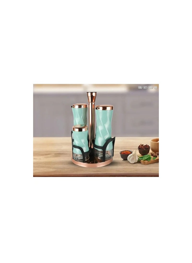 Oxford - Spices set of 5 pieces, stainless steel, Oxford turquoise, SS-OX-188 - Image 1