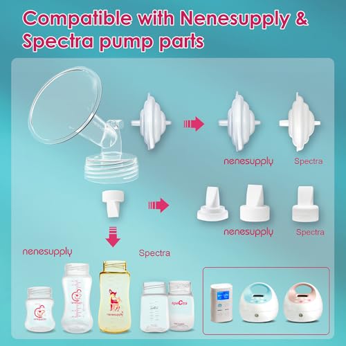 Nenesupply Pump Parts Compatible with Spectra S2 S1 9 Plus Breast Pump to Replace Spectra Pump Parts S2 Accessories Flange 30mm Duckbill Valve Tubing Pumping Bottles Backflow Protector - Image 4
