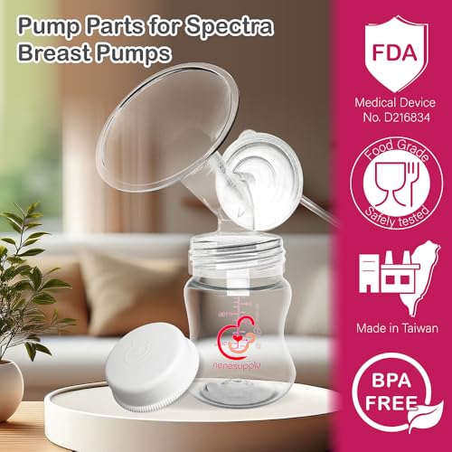 Nenesupply Pump Parts Compatible with Spectra S2 S1 9 Plus Breast Pump to Replace Spectra Pump Parts S2 Accessories Flange 30mm Duckbill Valve Tubing Pumping Bottles Backflow Protector - Image 2