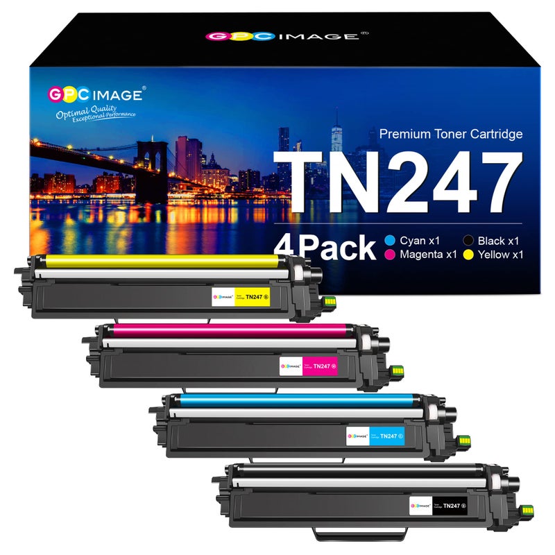GPC Image Toner Cartridges Replacement for Brother TN247 TN243 Compatible with L3210CW L3230CDW L3270CDW L3710CW L3730CDN L3750CDW L3770CDW L3510CDW L3517CDW L3550CDW(Black Cyan Magenta Yellow,4-Pack) - Image 1