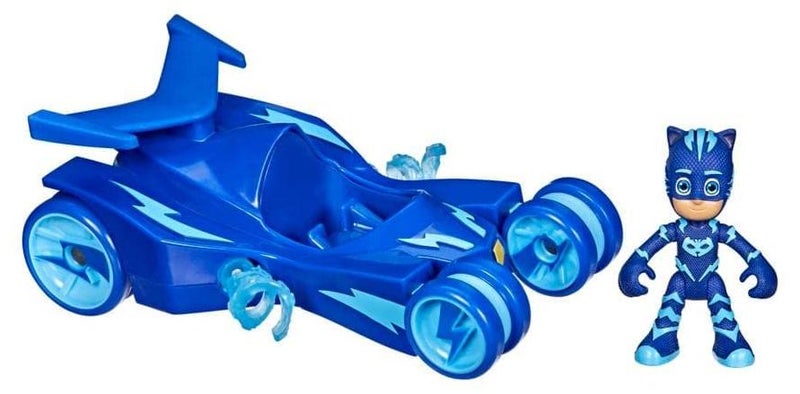 PJMASKS سيارة PJ Masks Catboy الفاخرة لعبة ما قبل المدرسة، لعبة سيارة القط مع خطوط القط الفائقة الدوارة وشخصية Catboy للأطفال من عمر 3 سنوات وما فوق - Image 1