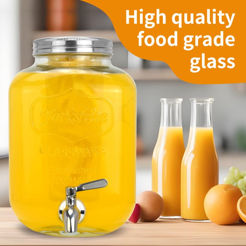DD&HAPP Glass Beverage Dispenser With Stainless Steel Spigot,1.2 Gallon Mason Jar Drink Dispenser,Sun Tea,Lemonade & Juice Dispenser for Parties, Weddings & Events.Leak-Proof, Infuser Included. - Image 4