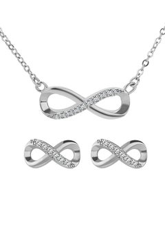 Swarovski Elements Crystal 18K Gold Plated 925 Sterling Silver Infinity Pendant Necklace and Studs Earrings J.Rosée Fashion Jewelry Sets for Women Gift Packing JR888