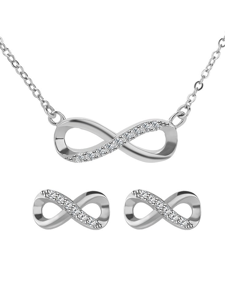J.Rosée - Swarovski Elements Crystal 18K Gold Plated 925 Sterling Silver Infinity Pendant Necklace and Studs Earrings J.Rosée Fashion Jewelry Sets for Women Gift Packing JR888 - Image 1