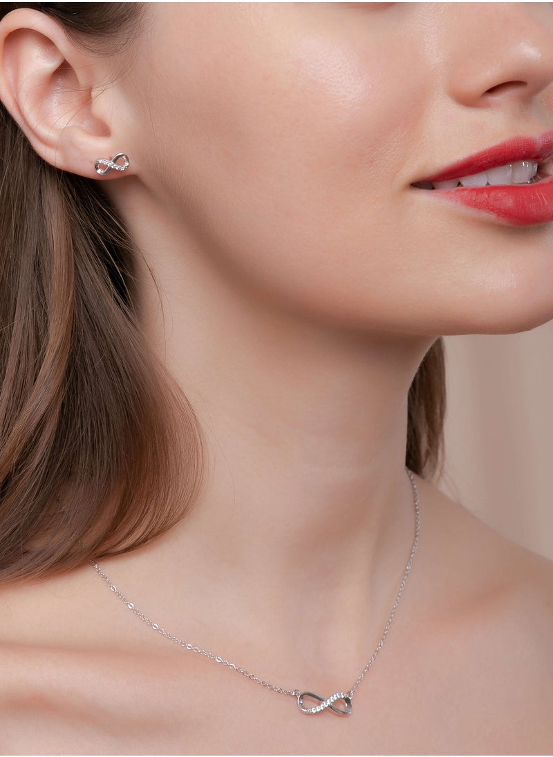 J.Rosée - Swarovski Elements Crystal 18K Gold Plated 925 Sterling Silver Infinity Pendant Necklace and Studs Earrings J.Rosée Fashion Jewelry Sets for Women Gift Packing JR888 - Image 1