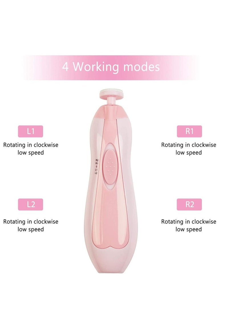 Baby Electric Nail File Drill for Baby No Sharp Claws Hurt, Nail Care Professional Manicure Pedicure System for Beauty Nail Art, 6 in 1 Safety Cutter Trimmer Clipper for Toes and Fingers (Pink) - Image 1